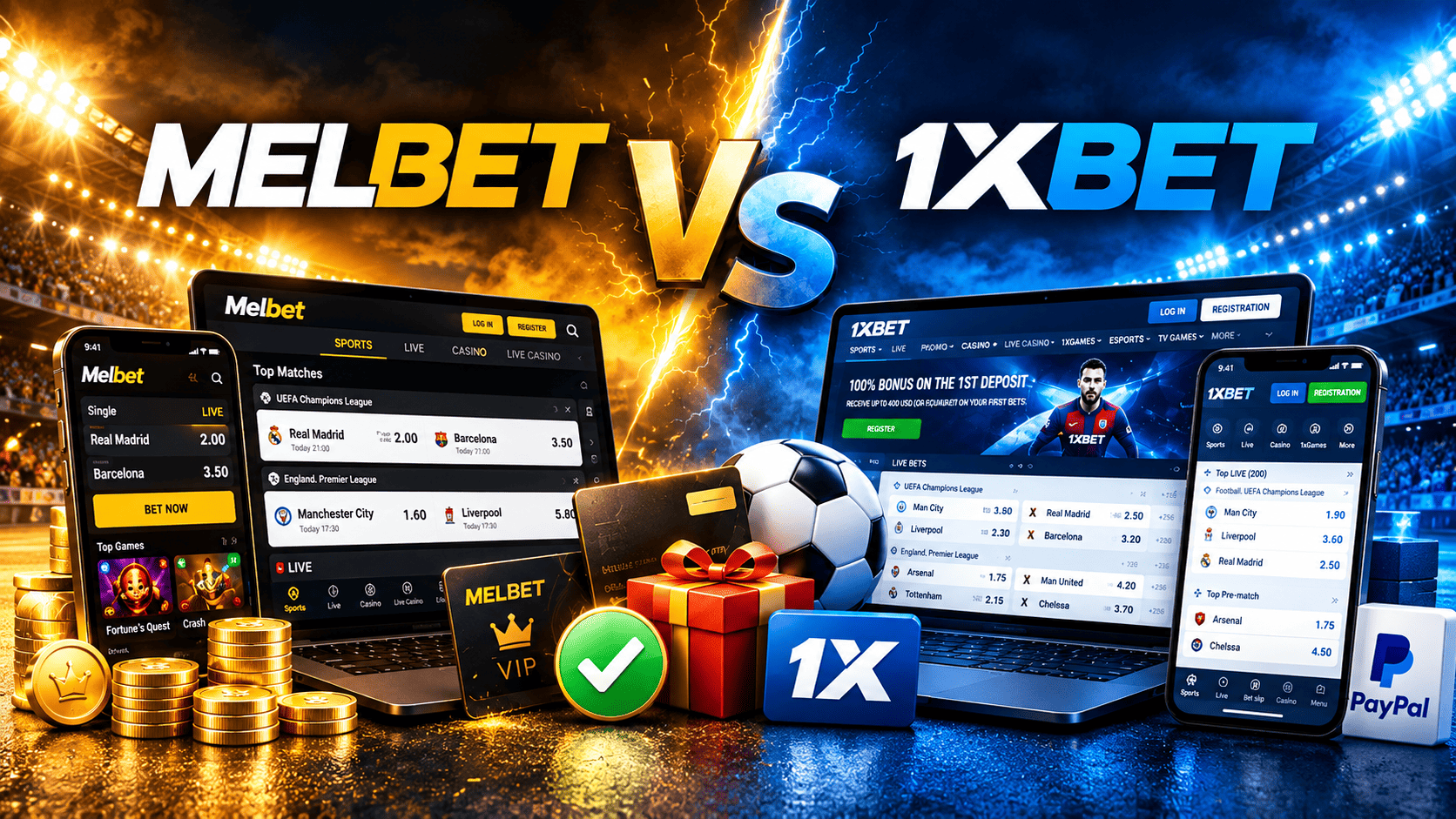 Melbet vs 1xBet: comparação de plataformas, odds ao vivo e bônus de boas-vindas