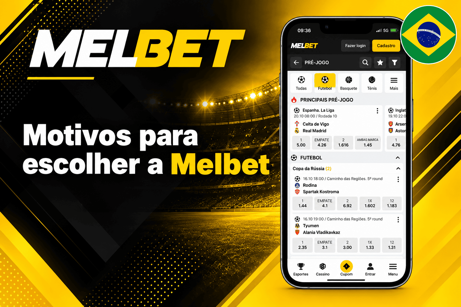Motivos para escolher a Melbet: linha pré-jogo com Copa da Rússia e odds ao vivo