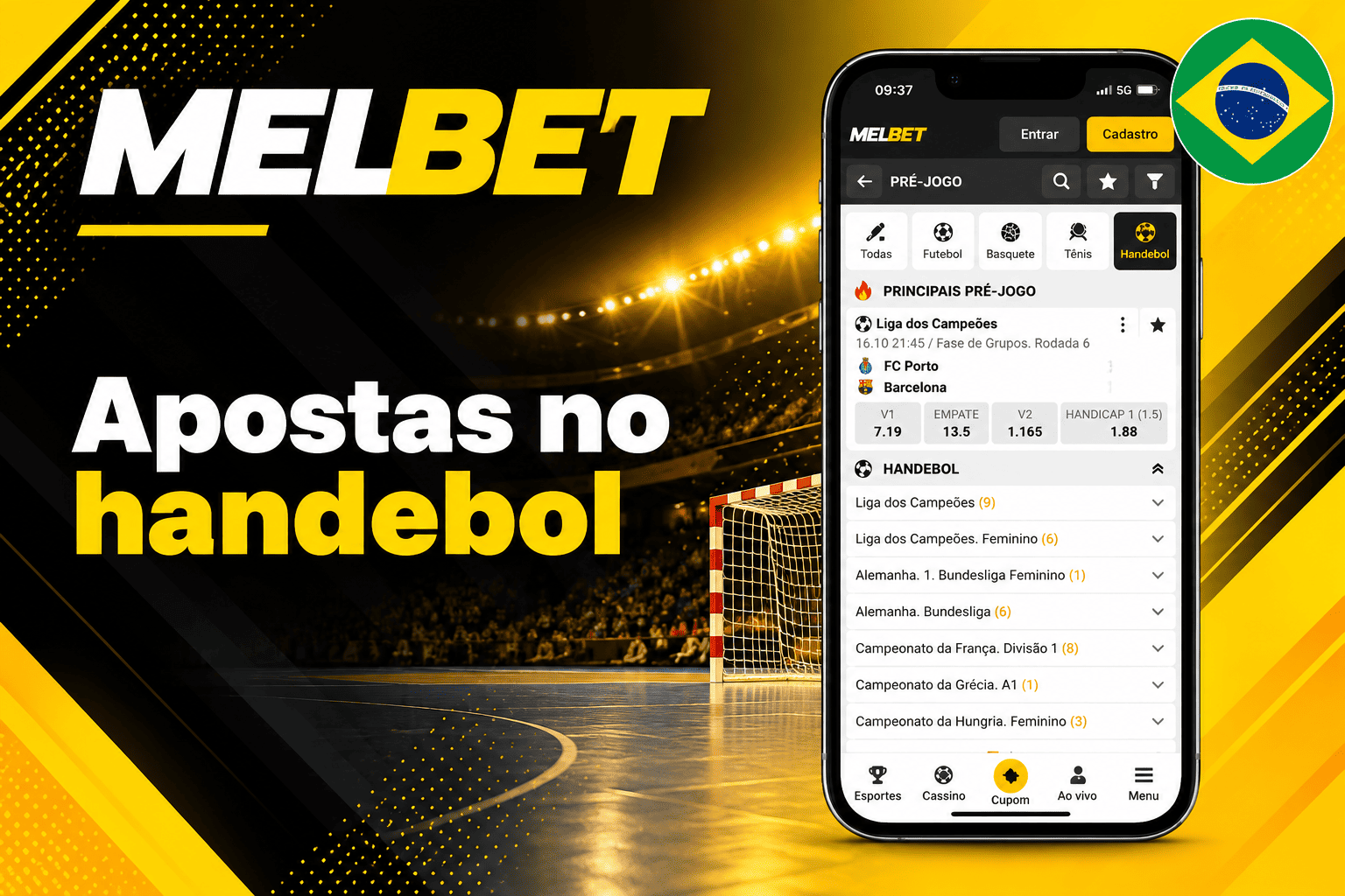 Apostas no handebol na Melbet: linha pré-jogo com Liga dos Campeões e Bundesliga