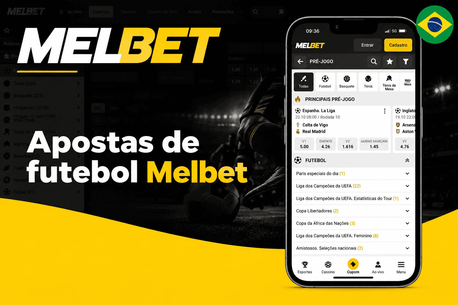 Apostas de futebol Melbet: linha pré-jogo com La Liga e Liga dos Campeões da UEFA