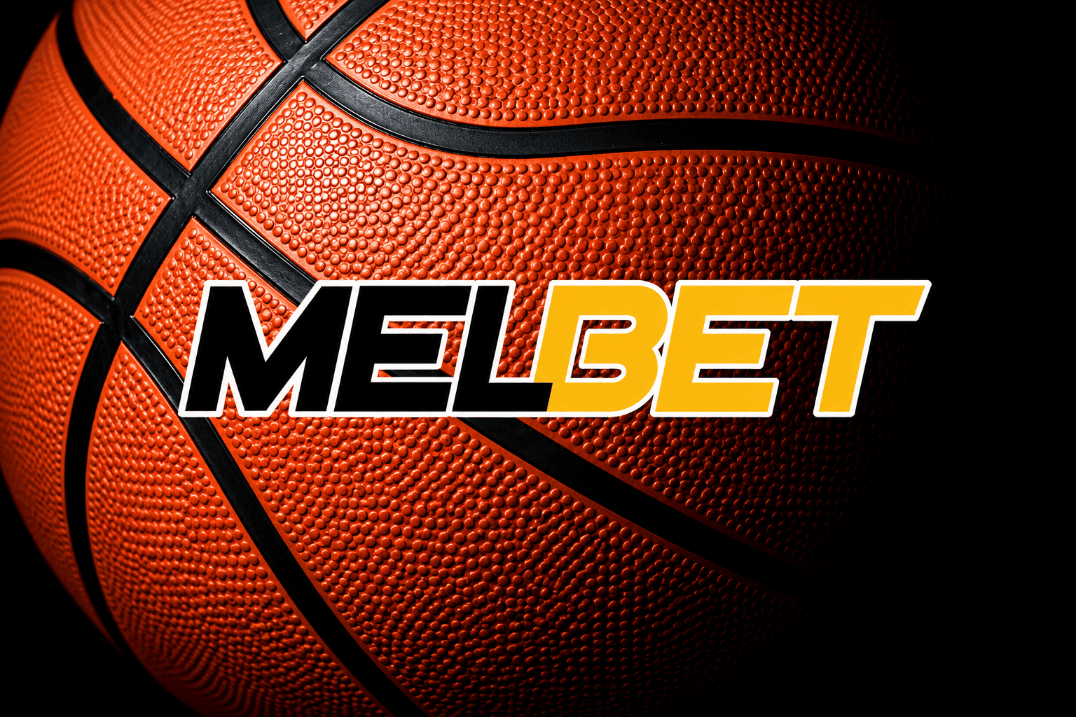 Logotipo Melbet em bola de basquete