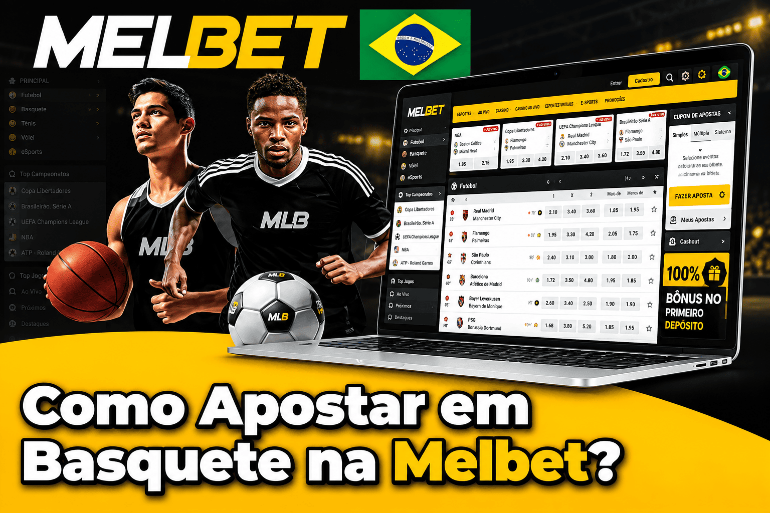Como apostar em basquete na Melbet: linha de apostas com futebol e basquete no computador