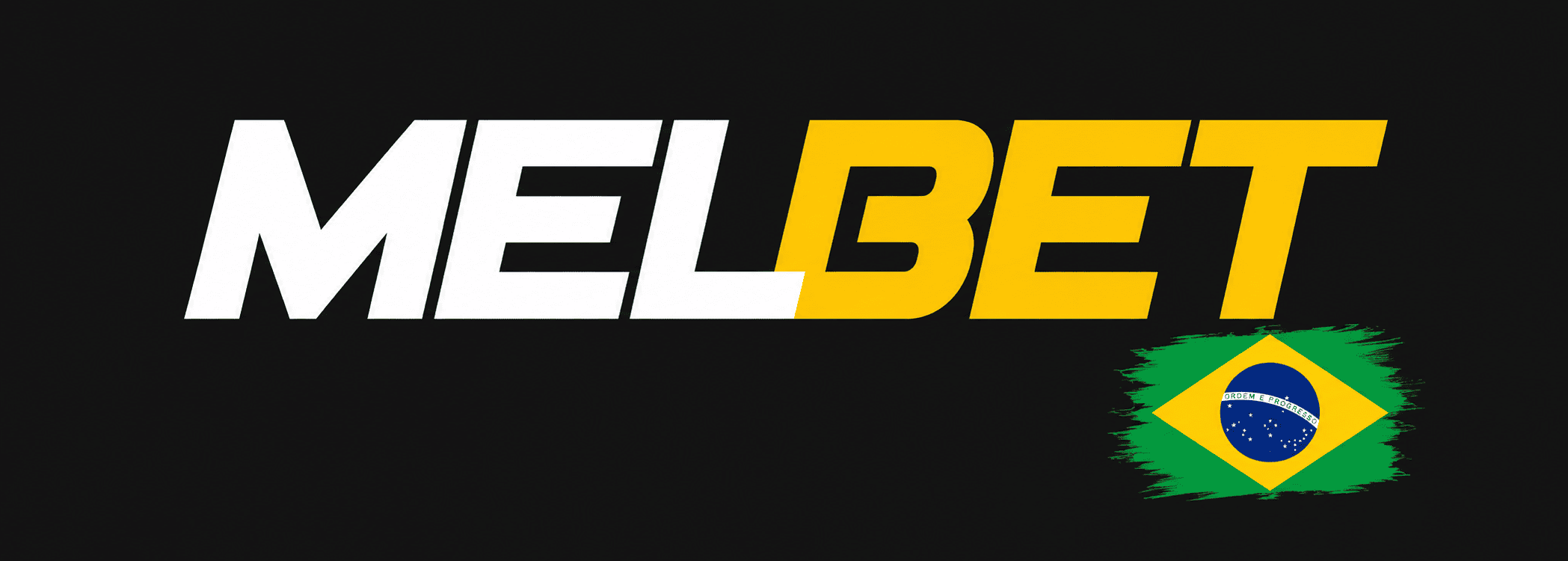Logotipo da MelBet com a bandeira do Brasil, plataforma de apostas esportivas e cassino online