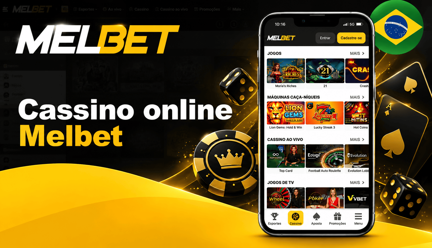 Cassino online Melbet no celular com Crash, Crystal, caça-níqueis e cassino ao vivo